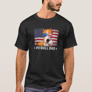 T-shirt homme Pitbull Papa Drapeau Américain Fête