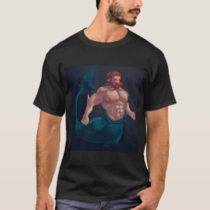 T-shirt homme-poisson aux cheveux roux