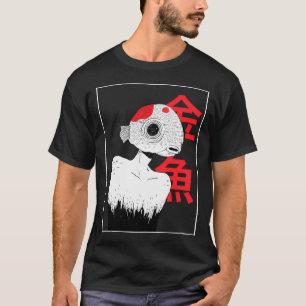 T-shirt homme poisson rouge abstrait vintage rétro monstre