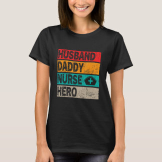 T-shirt Homme Rétro Mari Papa Infirmier Héros Fête des Pèr