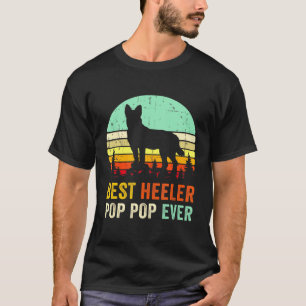 T-shirt Homme Rétro Meilleur Heeler Rouge Bleu Pop Pop Aus