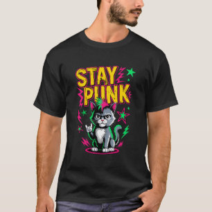 T-shirt Homme Rock Punk Enfants Femmes Chat Drôle