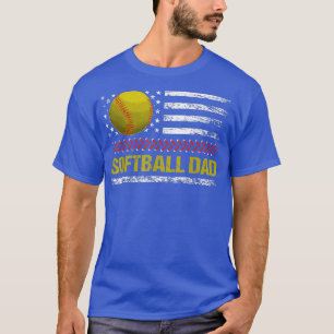 T-shirt Homme Sofball Papa Vintage USA American Flag Père