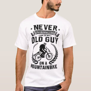 T-shirt Homme Vtt Cyclisme Vélo Vieil Homme Sur Un Vélo De