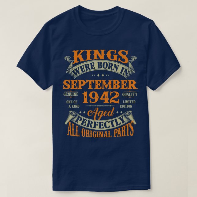 T-shirt Hommes 80e Anniversaire Cadeau Rois Né En Septembr (Design devant)