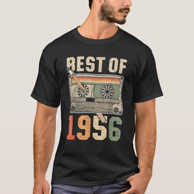 T-shirt Hommes amusants Femmes 70 ans Rétro Né en 1956 (Devant)