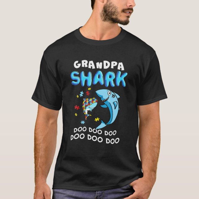 T-shirt Hommes Autisme Grand-père requin Mois de sensibili (Devant)