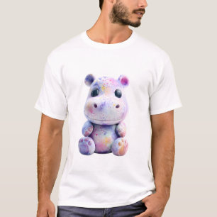 T-shirt Hommes bébé hippopotame pastel cosmique iridescent