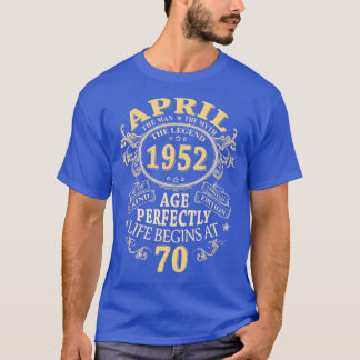 T-shirt Hommes Cadeaux de 70 ans Avril 1952 Homme Mythe Lé