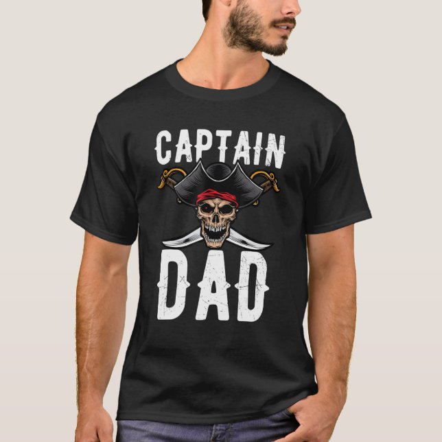 T-shirt Hommes Capitaine Papa Halloween Pirate Ghosts Éffr (Devant)