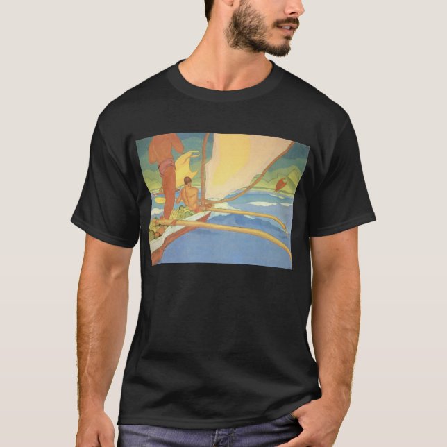 T-shirt "Hommes dans le canoë de tangon dirigé pour la (Devant)