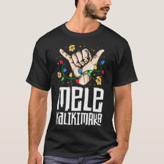 T-shirt Hommes de Noël hawaïens Mele Kaliki Shaka Kalikima