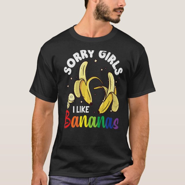 T-shirt Hommes Désolé Filles J'Aime Bananes Fun Lgbtq Gay  (Devant)