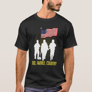 T-shirt Hommes Dieu Famille Pays Fier Soldat Américain Pri