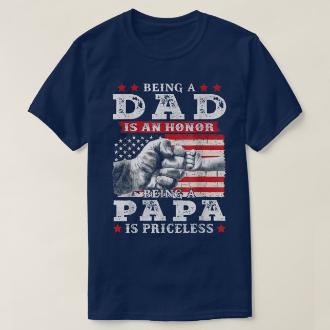 T-shirt Hommes Drapeau Américain Être Papa Est Un Honneur  (Design devant)