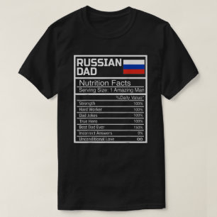 T-shirt Hommes Drôle Russe Papa Faits nutritionnels Pères 