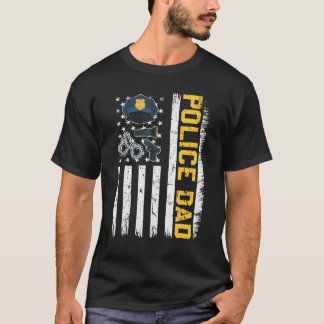 T-shirt Hommes en détresse Police Drapeau Américain Papa P