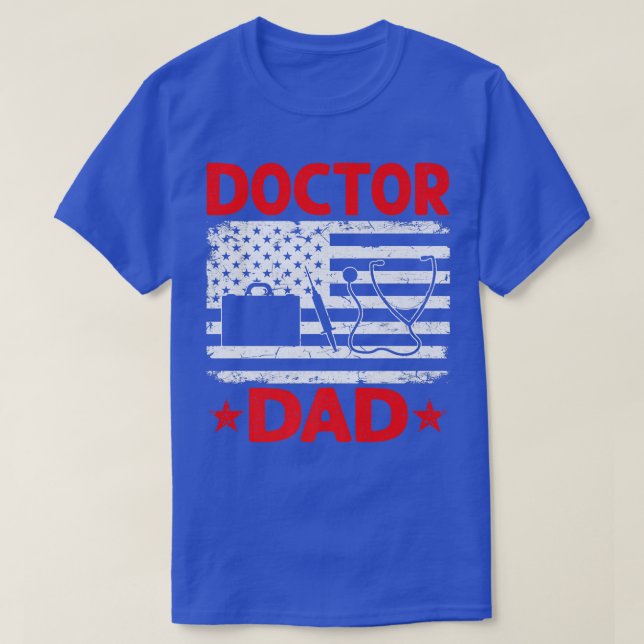 T-shirt Hommes en détresse USA Drapeau Docteur Papa Patrio (Design devant)
