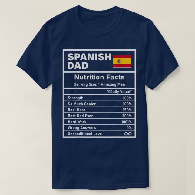 T-shirt Hommes Espagnol Papa Nutrition Fiches Fête des pèr (Design devant)