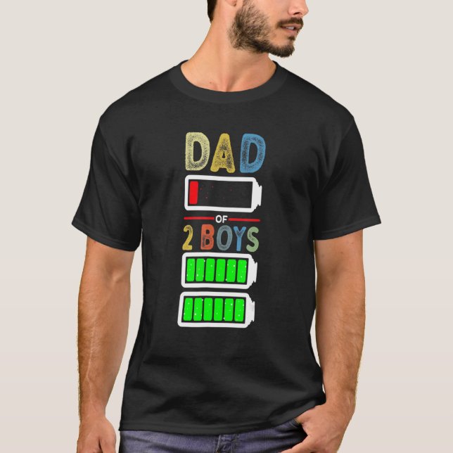 T-shirt Hommes Fatigué Papa De 2 Garçons Batterie Faible P (Devant)