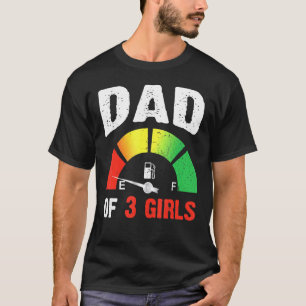 T-shirt Hommes Fatigué Papa De 3 Filles Père Avec Trois En