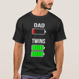 T-shirt Hommes Fatigué Papa Faible Batterie Jumeaux Plein 