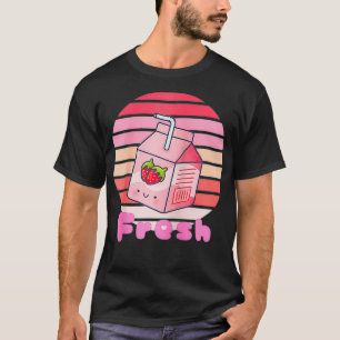 T-shirt Hommes Femmes Japonaise Fraise Rose Lait Kawaii 9