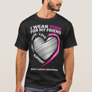 T-shirt Hommes Femmes Je Porte Du Rose Pour Mon Ami Cancer