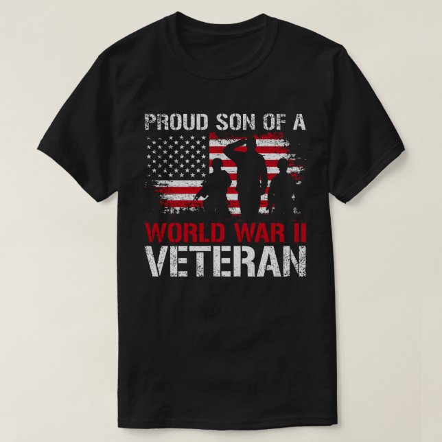 T-shirt Hommes Fier Fils Du Vétéran De La Deuxième Guerre  (Design devant)