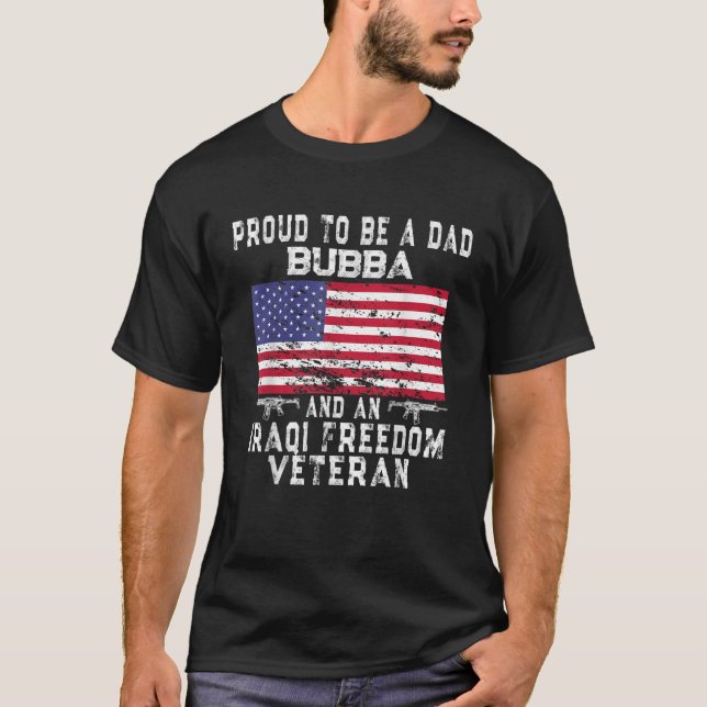T-shirt Hommes Fier Papa Bubba Iraq Freedom Veteran Retro  (Devant)