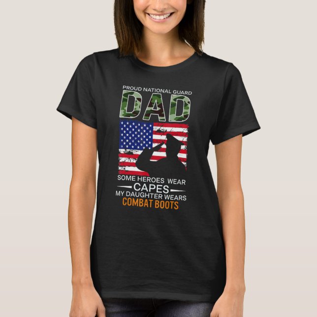 T-shirt Hommes Fière Garde Nationale Papa Ma Fille Porte C (Devant)