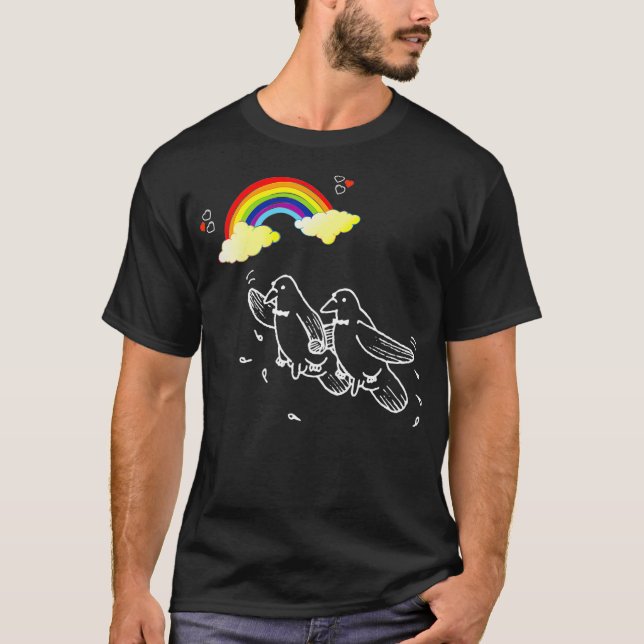 T-shirt Hommes Funny Gay Rainbow Birds LGBT Pride Parade (Devant)