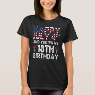T-shirt Hommes heureux 4 Juillet Et Oui C'est Mon 18e anni