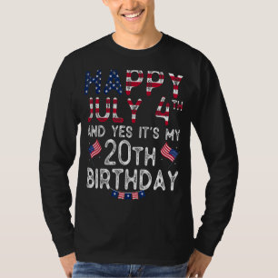 T-shirt Hommes heureux 4 Juillet Et Oui C'est mon 20e anni