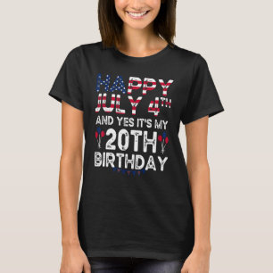 T-shirt Hommes heureux 4 Juillet Et Oui C'est mon 20e anni