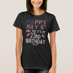 T-shirt Hommes heureux 4 Juillet Et Oui C'est mon 23e anni