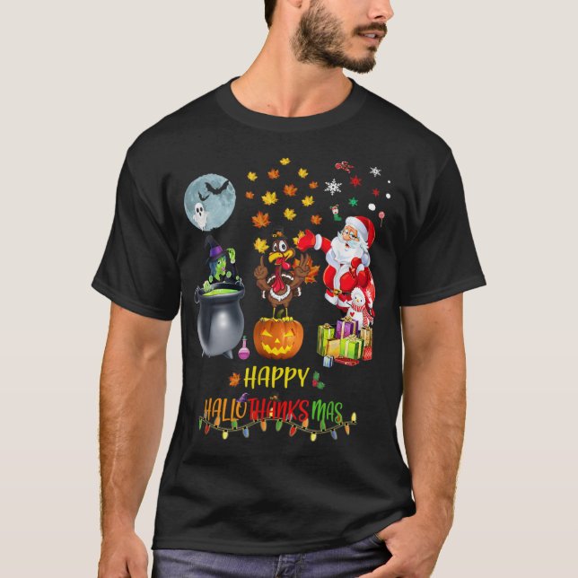 T-shirt Hommes Heureux Hallothanksmas Funny Hallowee (Devant)