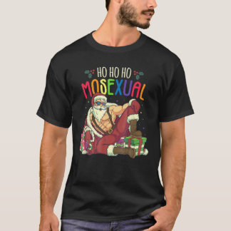 T-shirt Hommes Ho Ho Mosexués Gay Père Noël LGBT