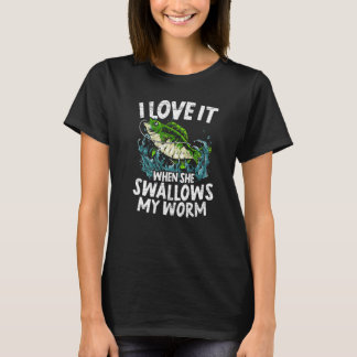 T-shirt Hommes J'adore Quand Elle Avale Mon Ver Pêcheur