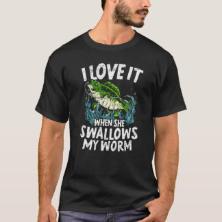 T-shirt Hommes J'adore Quand Elle Avale Mon Ver Pêcheur