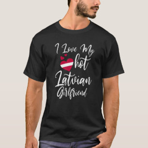 T-shirt Hommes J'Aime Ma Chaude Petite Amie Lettonne Coupl