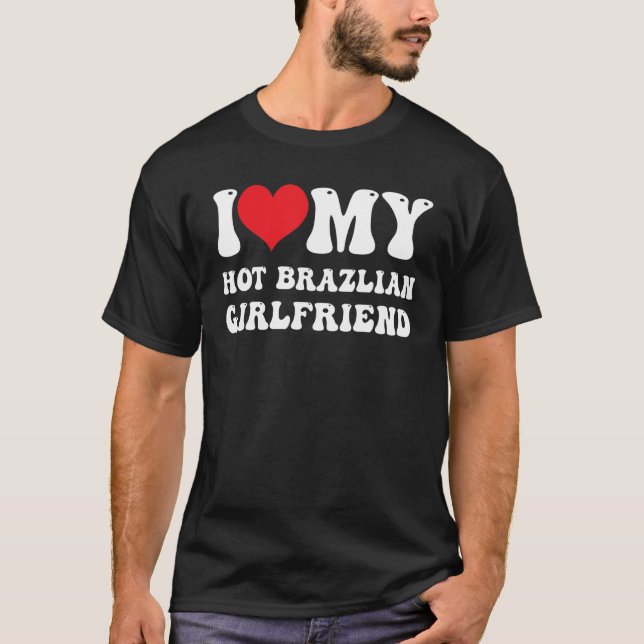 T-shirt Hommes J'Aime Ma Fille Brésilienne Chaude Je Coeur (Devant)