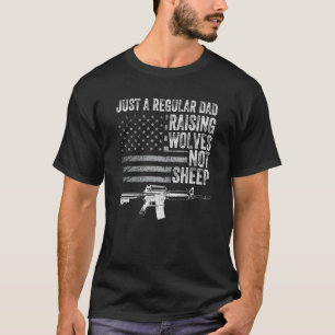 T-shirt Hommes Juste Un Père Régulier Élevant Loups Pas Mo