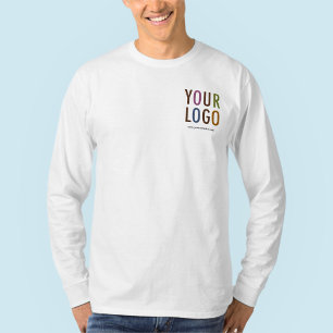 T-shirt Hommes Long Manches Chemise Blanche Logo Personnal