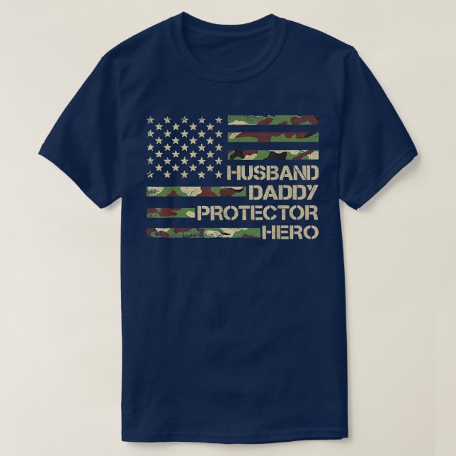T-shirt Hommes Mari Daddy Protecteur Héros Fête des pères  (Design devant)