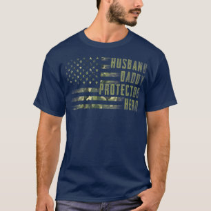 T-shirt Hommes Mari Daddy Protector Héros Drapeau américai