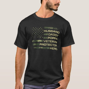 T-shirt Hommes Mari du drapeau américain Daddy Poppa Vétér