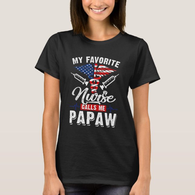 T-shirt Hommes Mon Infirmière Préférée M'Appelle Papaw Pat (Devant)