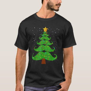 T-shirt Hommes Noël Mustache Arbre Chemise Funny Mustache