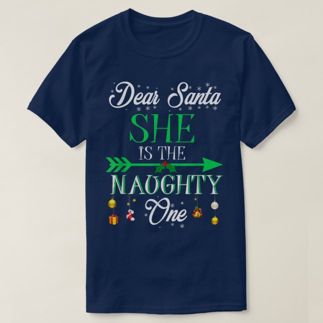 T-shirt Hommes Noël Pyjama en tenue Couples Elle est la Na (Design devant)